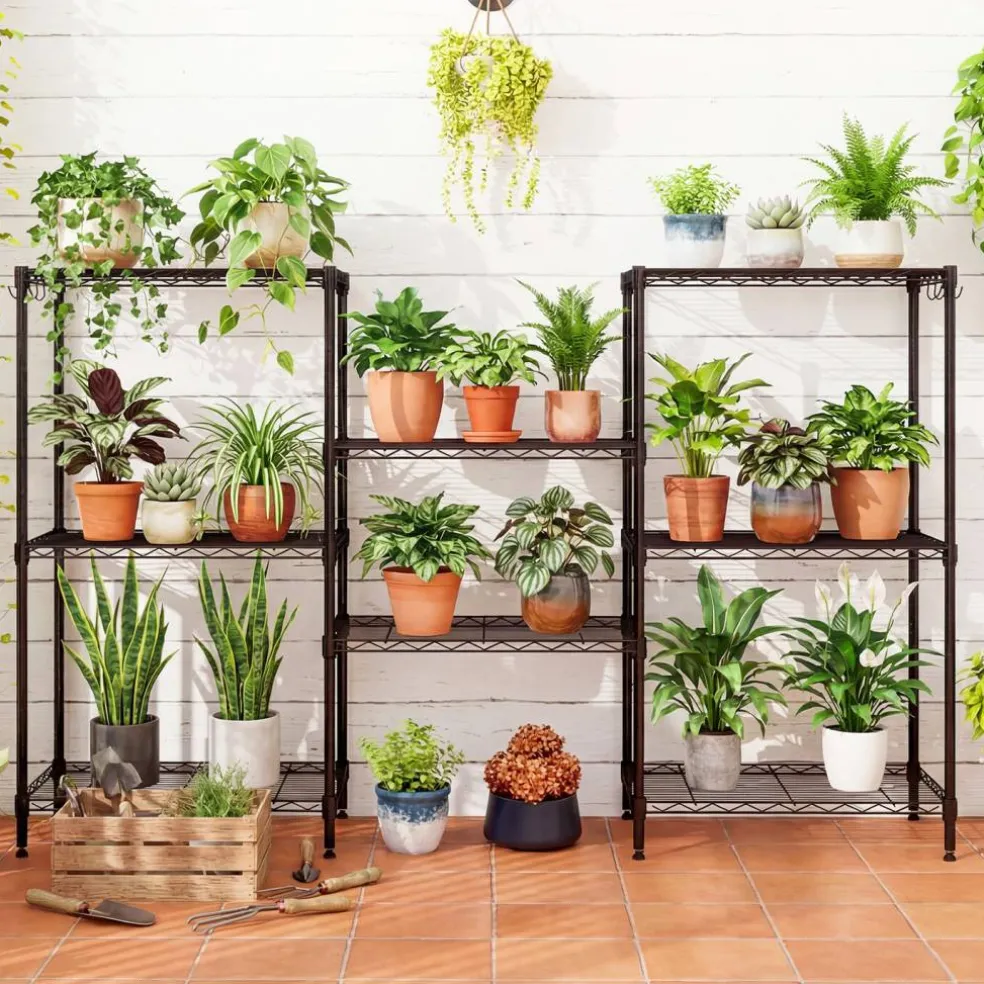 4-Tier Heavy Duty Metal Shelving Unit Adjustable Wire Rack 600 lbs Black