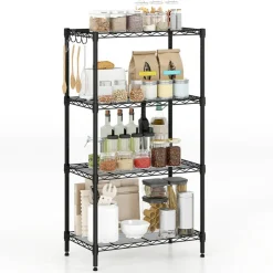 4-Tier Heavy Duty Metal Shelving Unit Adjustable Wire Rack 600 lbs Black