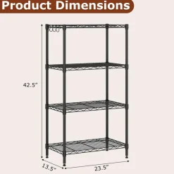 4-Tier Heavy Duty Metal Shelving Unit Adjustable Wire Rack 600 lbs Black