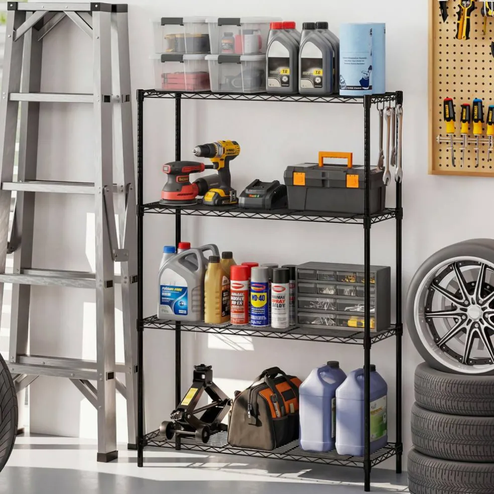 4-Tier Heavy Duty Metal Shelving Rack 1000 lbs Adjustable Storage Organizer
