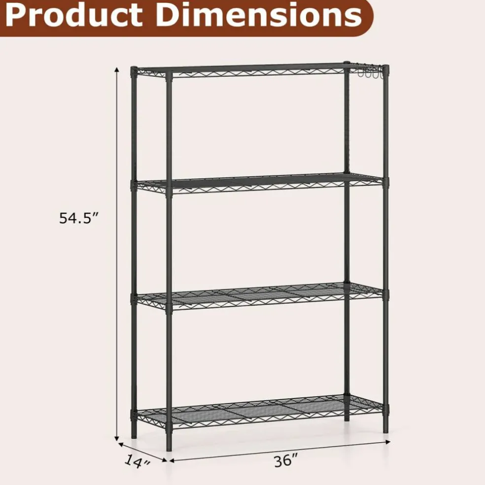 4-Tier Heavy Duty Metal Shelving Rack 1000 lbs Adjustable Storage Organizer