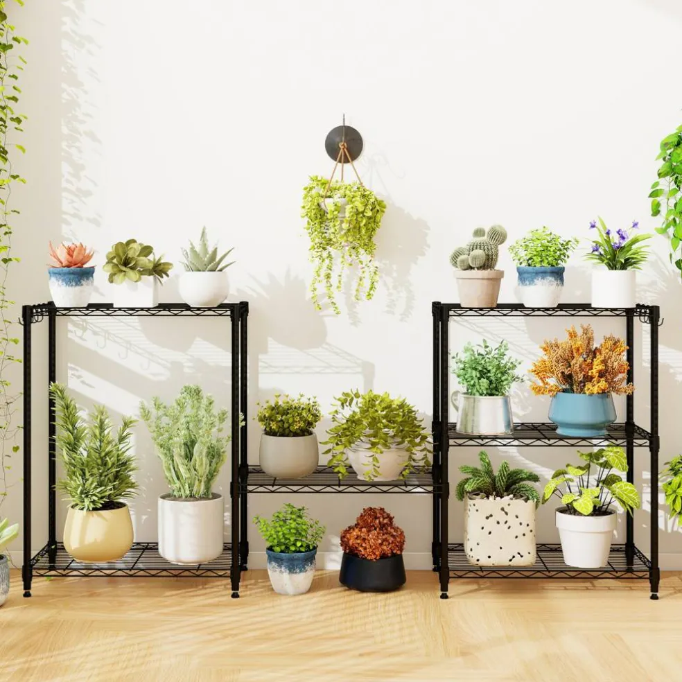 3-Tier Heavy Duty Metal Shelving Rack Wire Storage Organizer Black