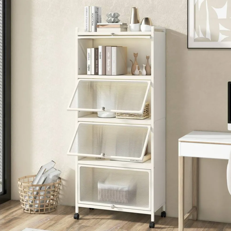 5-tier Kitchen Baker's Rack With Flip-up Pc Doors-black