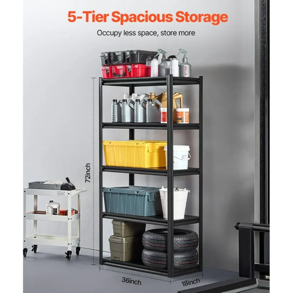 5-Tier Metal Storage Shelves 2000 lbs Garage Utility Rack Adjustable Kitchen Warehouse