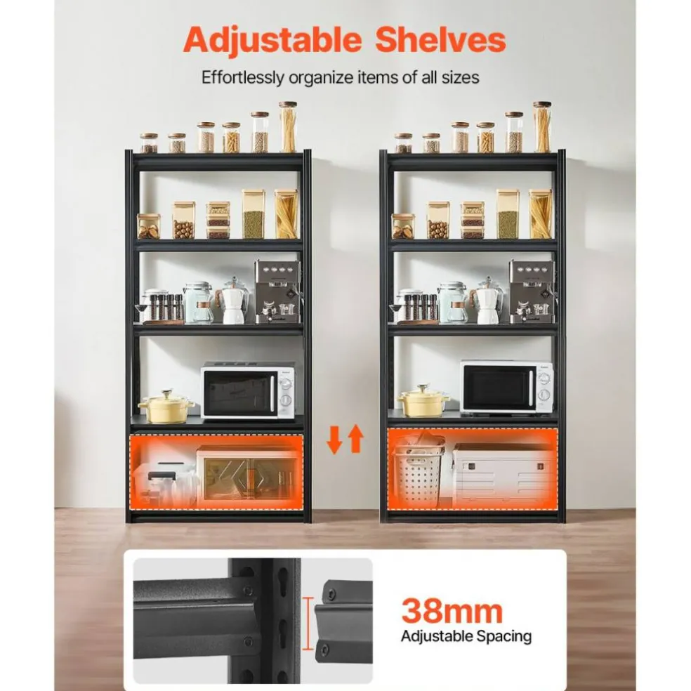 5-Tier Metal Storage Shelves 2000 lbs Garage Utility Rack Adjustable Kitchen Warehouse