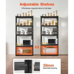 5-Tier Metal Storage Shelves 2000 lbs Garage Utility Rack Adjustable Kitchen Warehouse
