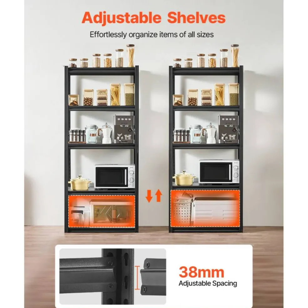 5-Tier Metal Storage Shelves 2000 lbs Garage Utility Rack Adjustable Kitchen Warehouse