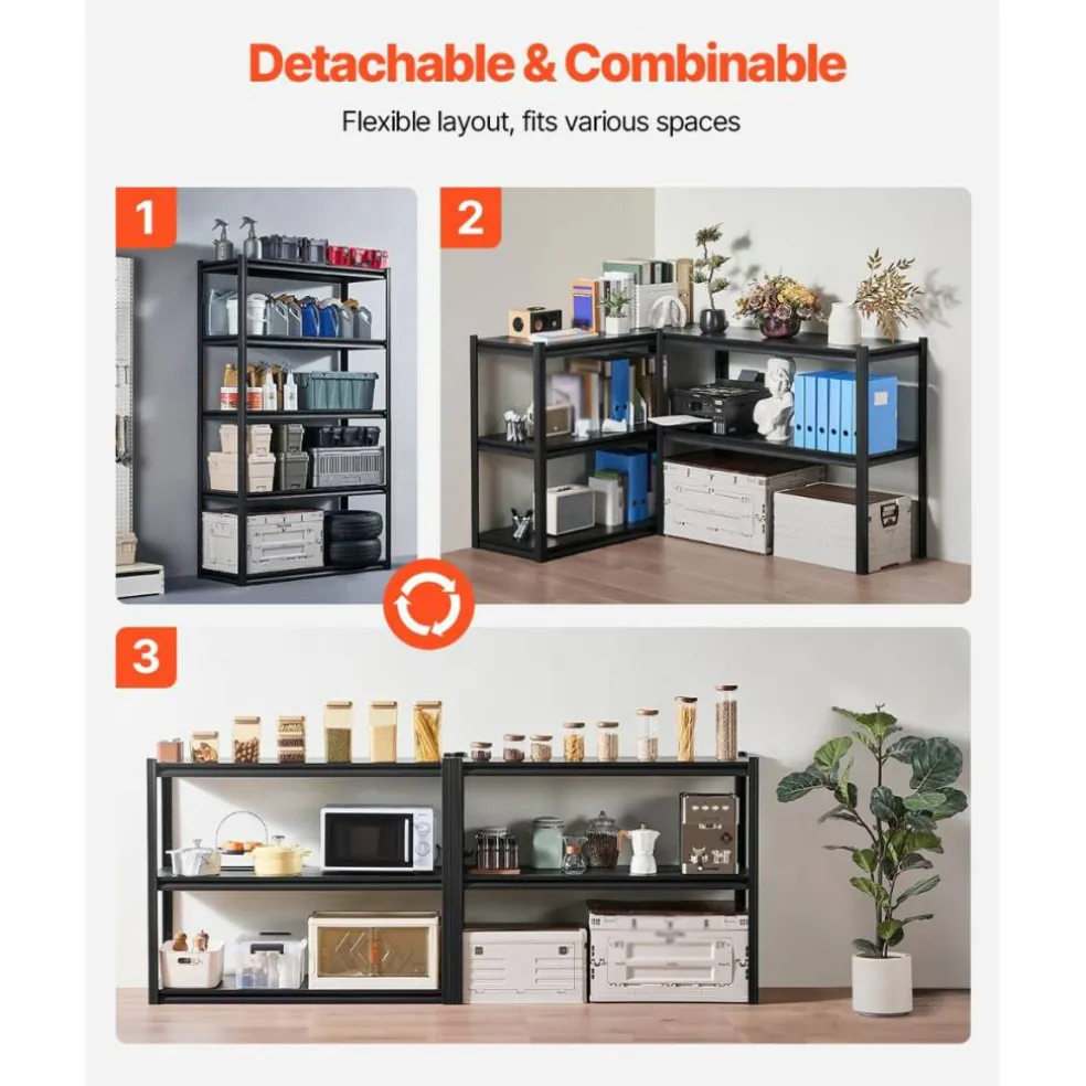5-Tier Metal Storage Shelves 2000 lbs Garage Utility Rack Adjustable Kitchen Warehouse