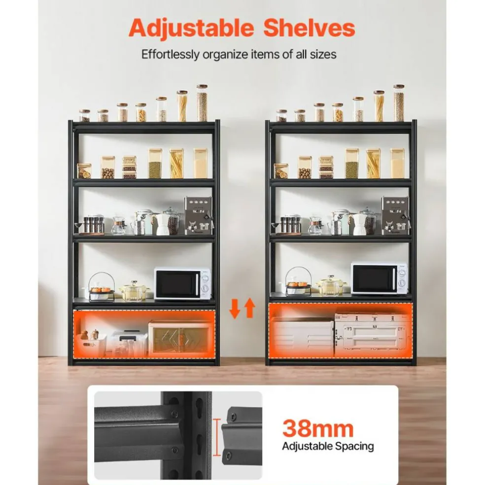 5-Tier Metal Storage Shelves 2000 lbs Garage Utility Rack Adjustable Kitchen Warehouse