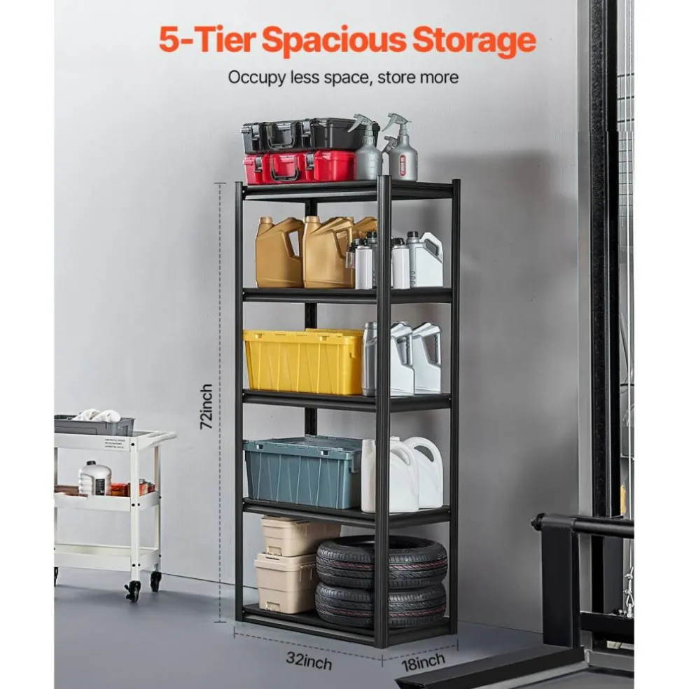 5-Tier Metal Storage Shelves 2000 lbs Garage Utility Rack Adjustable Kitchen Warehouse