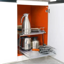 2 Tier Pull Out Cabinet Organizer Slide Out Pantry Shelves