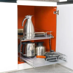 2 Tier Pull Out Cabinet Organizer Slide Out Pantry Shelves