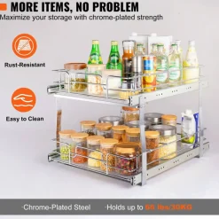 2 Tier Pull Out Cabinet Organizer Slide Out Pantry Shelves
