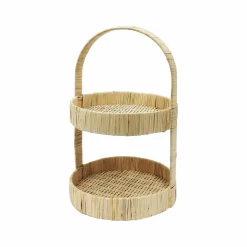 16.75" 2-Tier Rattan & Bamboo Tray by Ashland®