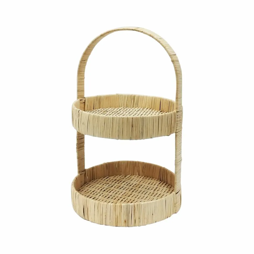 16.75" 2-Tier Rattan & Bamboo Tray by Ashland®