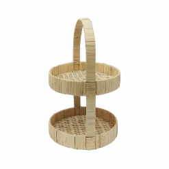 16.75" 2-Tier Rattan & Bamboo Tray by Ashland®