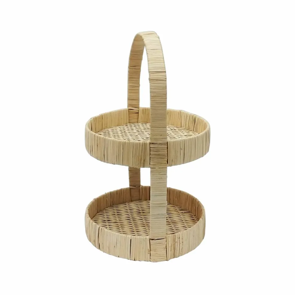 16.75" 2-Tier Rattan & Bamboo Tray by Ashland®