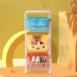 3-Tier Rolling Cart Kids Playroom Decor Doll Activity Rack Shelf 10kg/22.04lbs