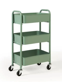 3-Tier Rolling Metal Storage Cart – Kitchen & Under Desk Organizer with Casters