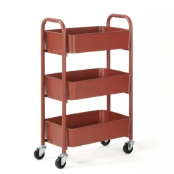 3-Tier Rolling Metal Storage Cart – Kitchen & Under Desk Organizer with Casters