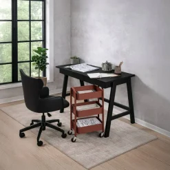 3-Tier Rolling Metal Storage Cart – Kitchen & Under Desk Organizer with Casters