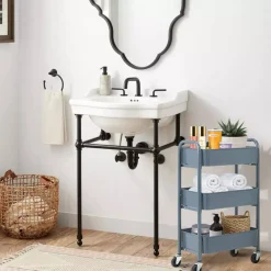 3-Tier Rolling Metal Storage Cart – Kitchen & Under Desk Organizer with Casters