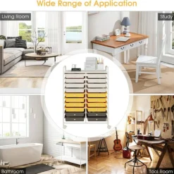 10-Tier Rolling Storage Cart with 20 Drawers, Mobile Organizer with Transparent Plastic Bins, Steel Frame, 4 Wheels
