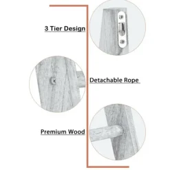 3-Tier Rustic Wood Farmhouse Wall Hanging Ladder Towel Rack