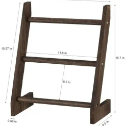 3-Tier Rustic Wood Farmhouse Wall Hanging Ladder Towel Rack