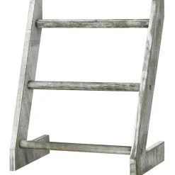 3-Tier Rustic Wood Farmhouse Wall Hanging Ladder Towel Rack
