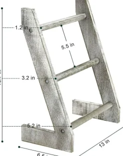 3-Tier Rustic Wood Farmhouse Wall Hanging Ladder Towel Rack