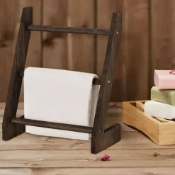 3-Tier Rustic Wood Farmhouse Wall Hanging Ladder Towel Rack
