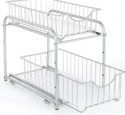2-Tier Stackable Sliding Basket Cabinet Organizers, 2ct.