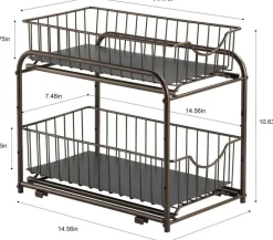 2-Tier Stackable Sliding Basket Cabinet Organizers, 2ct.