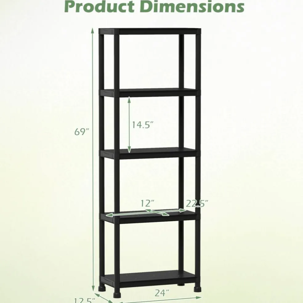 3 Tier Storage Shelving Unit Heavy Duty PP Utility Shelf Organizer for Garage Pantry Kitchen Laundry, 300 lbs Capacity