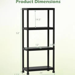 3 Tier Storage Shelving Unit Heavy Duty PP Utility Shelf Organizer for Garage Pantry Kitchen Laundry, 300 lbs Capacity