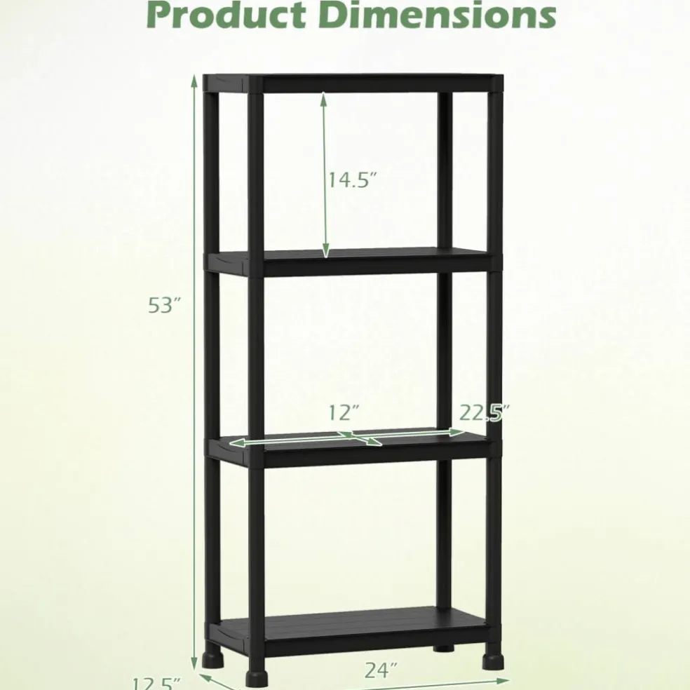 3 Tier Storage Shelving Unit Heavy Duty PP Utility Shelf Organizer for Garage Pantry Kitchen Laundry, 300 lbs Capacity