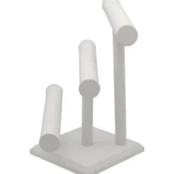 3 Tier White Leather T-Bar Bracelet & Necklace Jewelry Display Stands