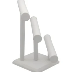 3 Tier White Leather T-Bar Bracelet & Necklace Jewelry Display Stands