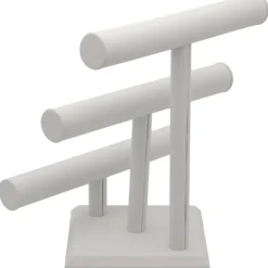 3 Tier White Leather T-Bar Bracelet & Necklace Jewelry Display Stands