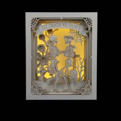 8.75" Til Death We Dance Skeleton Shadow Box DIY LED Wood Décor by Make Market®