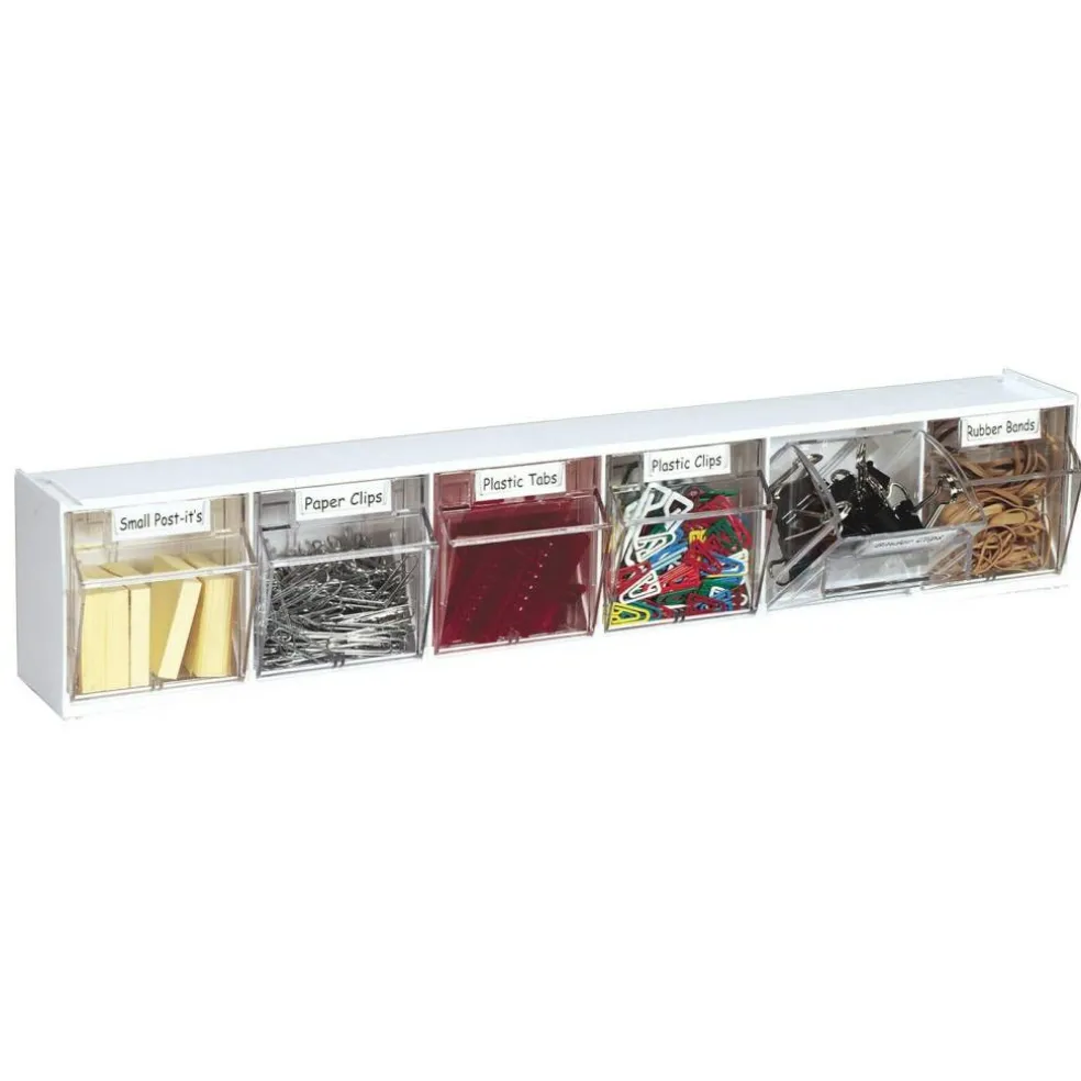 Tilt Bin® Interlocking Storage Bins, 6-Bin Unit, White