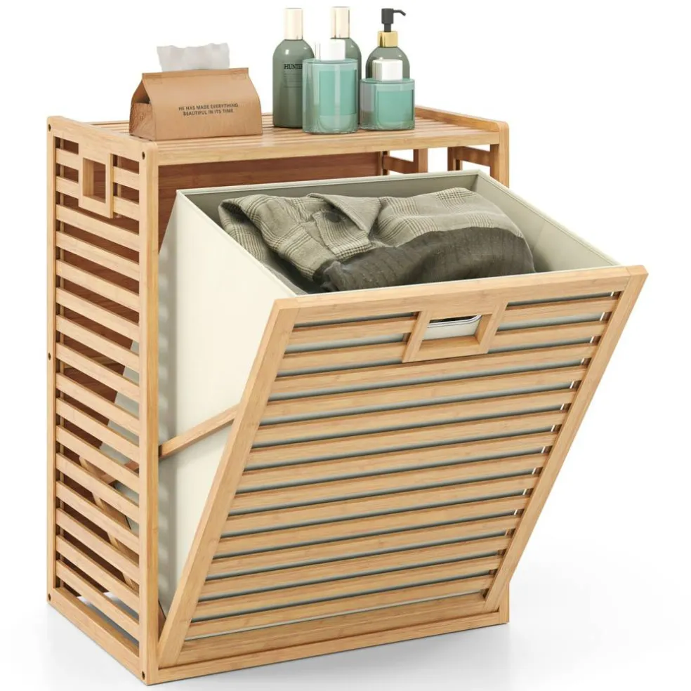 Tilt-out Laundry Hamper 18 Gal with Removable Bin and Side Handles
