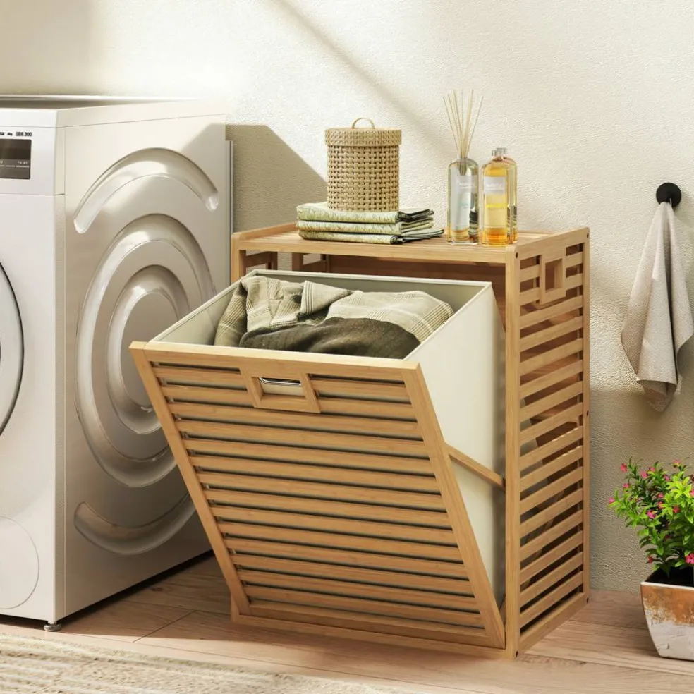 Tilt-out Laundry Hamper 18 Gal with Removable Bin and Side Handles