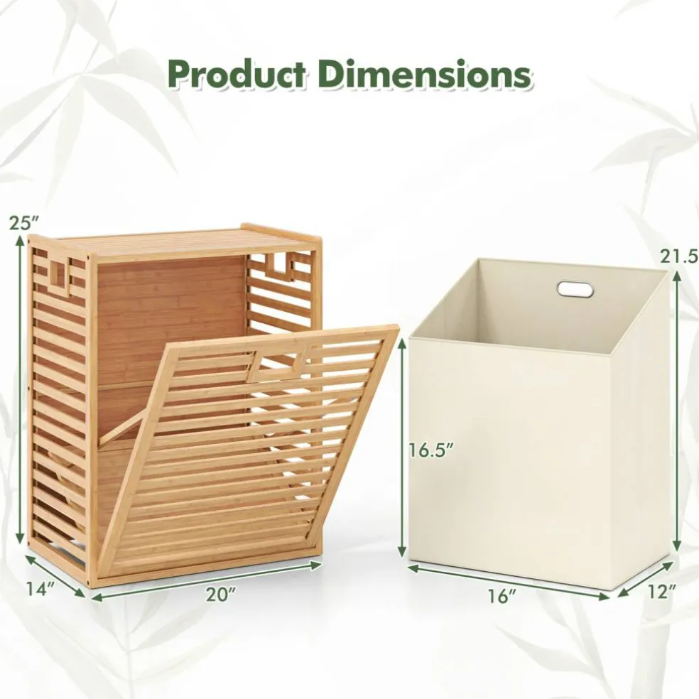 Tilt-out Laundry Hamper 18 Gal with Removable Bin and Side Handles