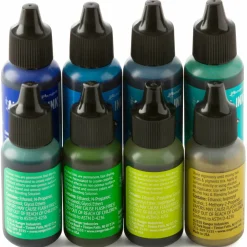 Tim HoltzĀ® Greens & Blue 8 Color Alcohol Ink Set
