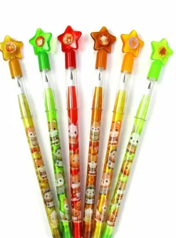 TINYMILLS Autumn Woodland Animals Fall Theme Stackable Pencils, 24 Pack, Stackable with Pre-Sharpened Leads, Star Top Erasers Party Favors