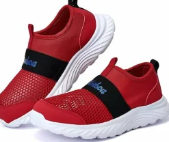 TIOSEBON Red Lightweight Athletic Tennis Slip-on Shoes for Boys & Girls Child Size 12 US
