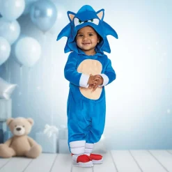Toddler Sonic the Hedgehog 3 Knuckles Costume Hooded Jumpsuit with Character Headpiece