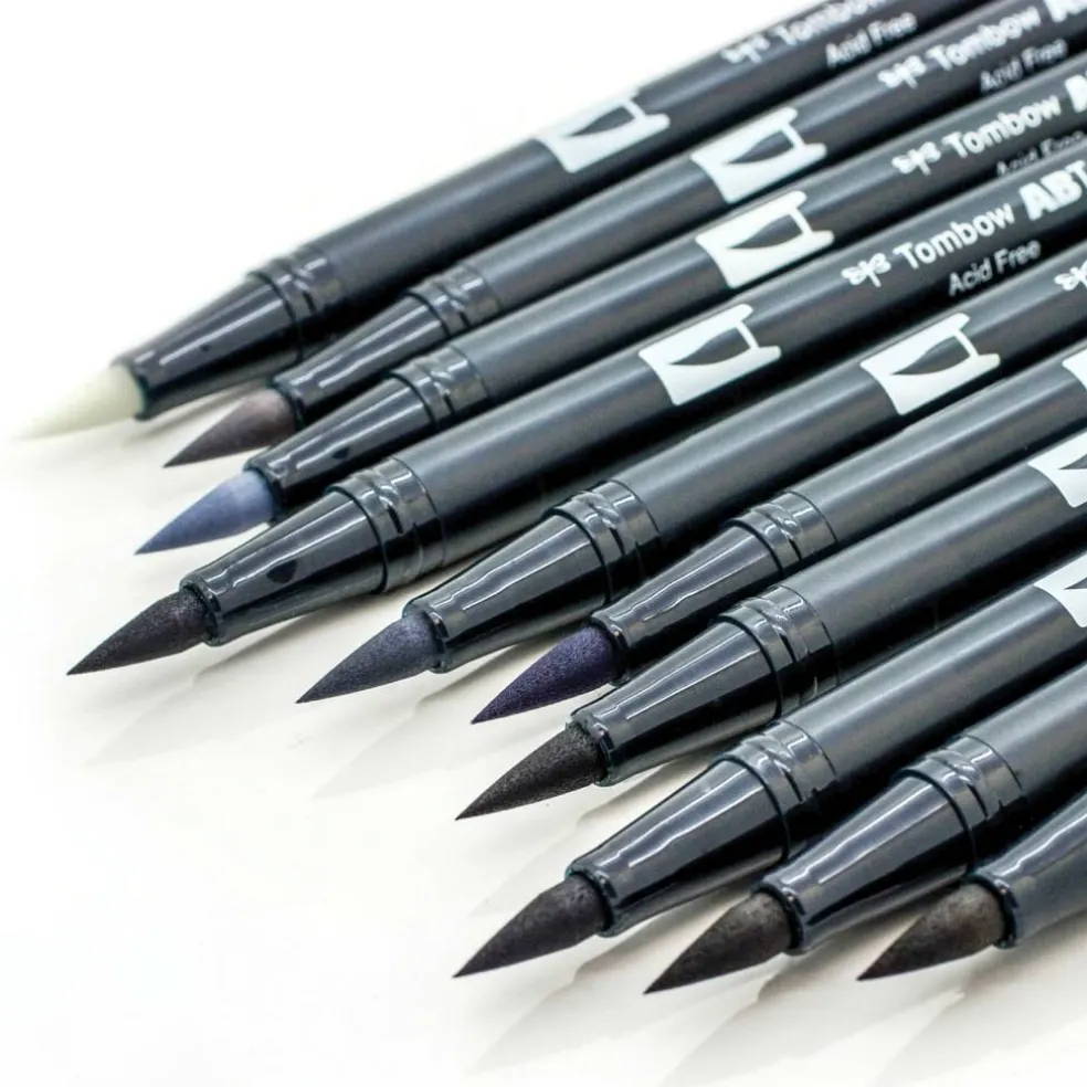 Tombow Grayscale Palette Dual Brush Pen Set